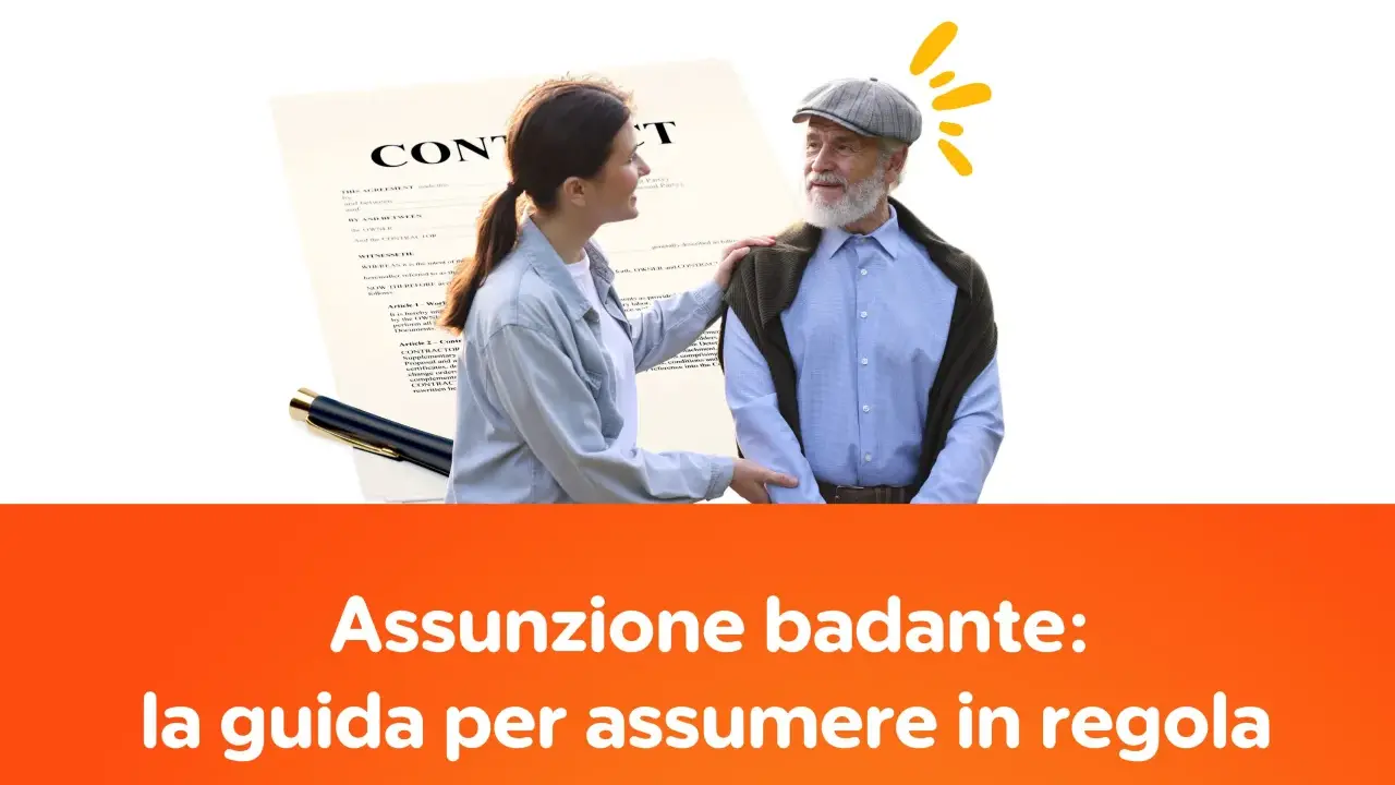 Giovane donna e anziano uomo davanti a un contratto. Scopri come trovare una badante senza agenzia e assumere in regola.