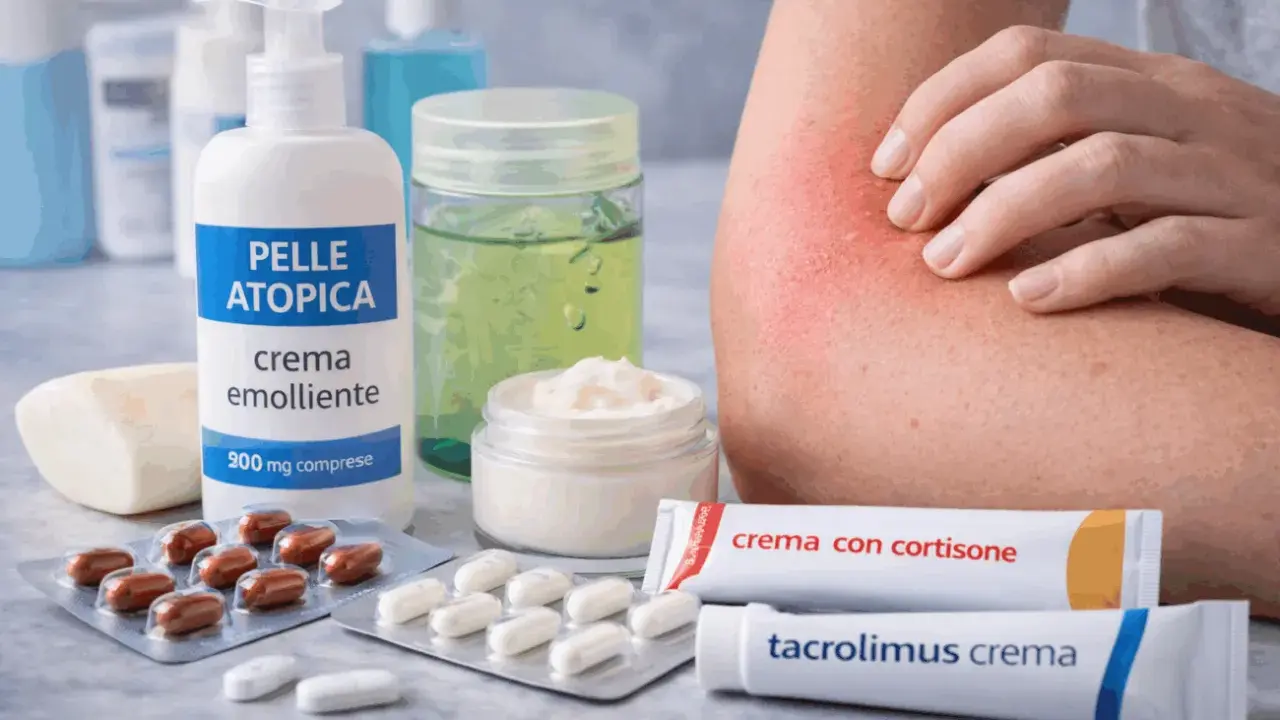 Pelle atopica con irritazione: crema emolliente, creme con cortisone e tacrolimus, e pillole. Cosa mettere per alleviare il prurito.