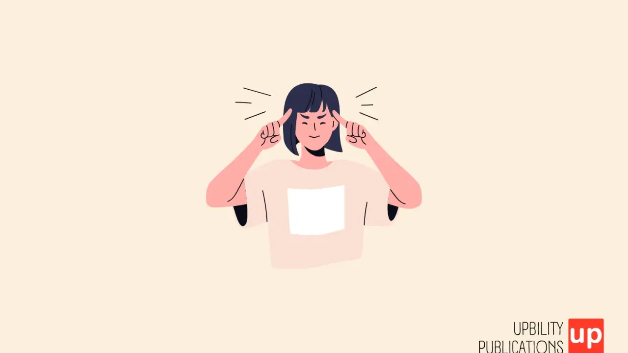 Ragazza con le dita sulle tempie, pensierosa, forse per problemi cognitivi cause.