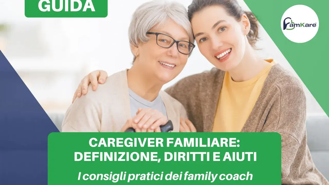 Guida per caregiver familiari: definizione, diritti e aiuti. Immagine di due donne sorridenti, una anziana con bastone e una giovane.