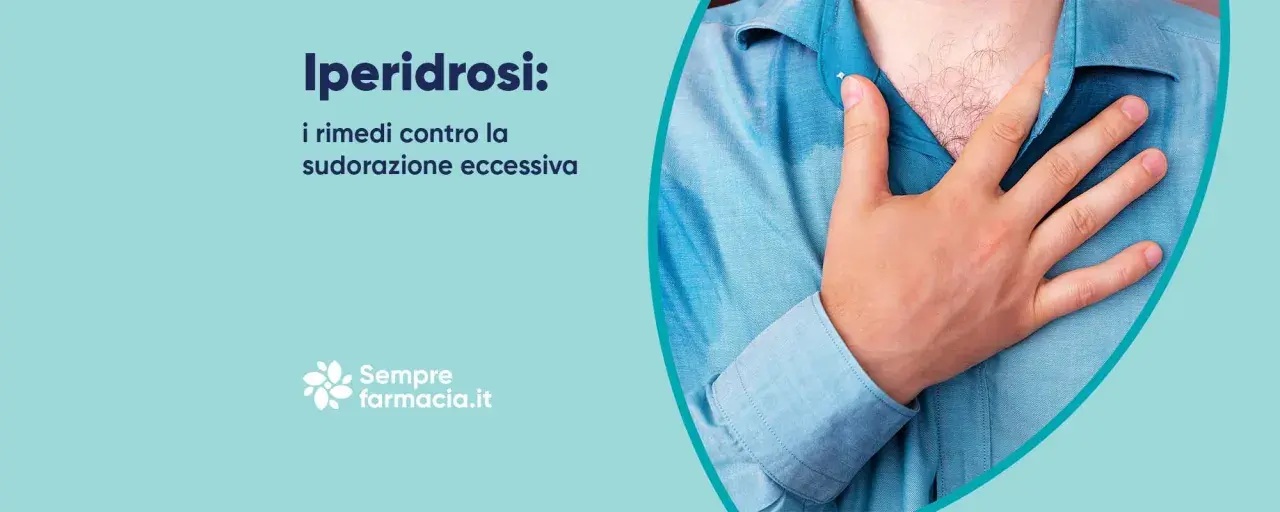 Uomo con camicia bagnata di sudore, che indica iperidrosi. Scopri i rimedi per la sudorazione eccessiva e i farmaci che la provocano.