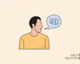 Uomo con fumetto pieno di grovigli, simbolo di chi non riesce a parlare bene all'improvviso.
