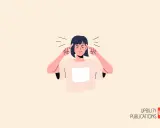 Ragazza con le dita sulle tempie, pensierosa, forse per problemi cognitivi cause.