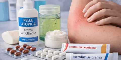 Pelle atopica con irritazione: crema emolliente, creme con cortisone e tacrolimus, e pillole. Cosa mettere per alleviare il prurito.