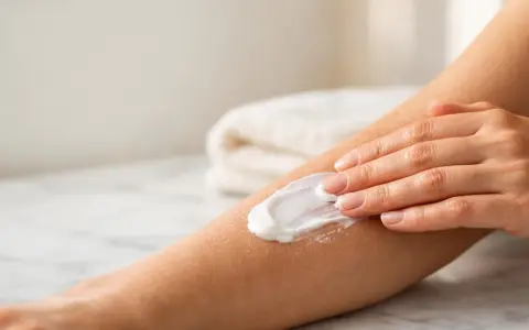 Mano che applica crema su un braccio, un rimedio per il prurito psicosomatico.