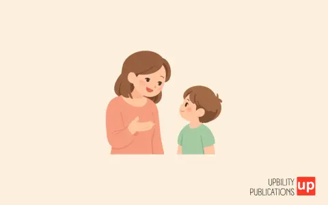 Donna parla con un bambino, spiegando il deficit cognitivo significato.