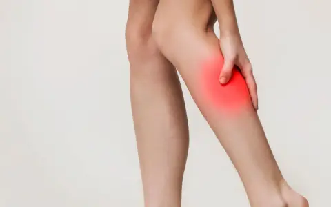 Gamba con area rossa evidenziata, che simboleggia il dolore del claudicatio intermittens.