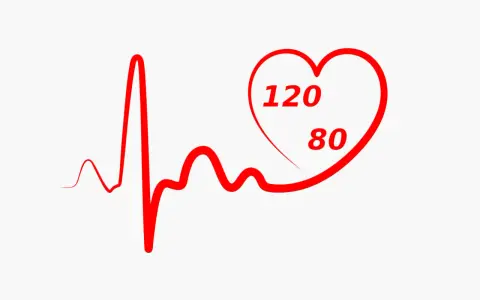 Grafico di un elettrocardiogramma con un cuore rosso che indica 120/80: pressione 100 60 va bene.