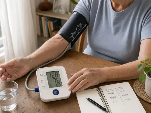 Misurazione della pressione: 128/76. A 65 anni, monitorare la pressione è fondamentale per la salute.
