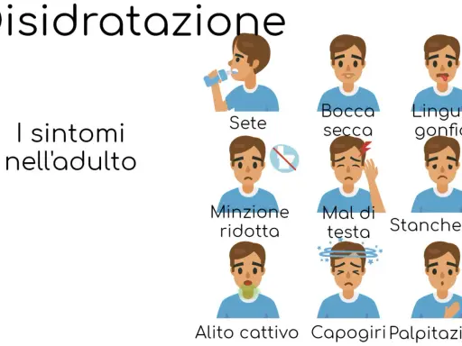 I sintomi della disidratazione negli anziani includono sete, bocca secca, lingua gonfia, minzione ridotta, mal di testa, stanchezza, alito cattivo, capogiri e palpitazioni.