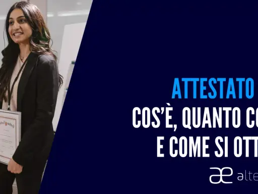 Giovane donna sorride tenendo un attestato. Il testo spiega cos'è l'attestato OSA, quanto costa e come ottenerlo.