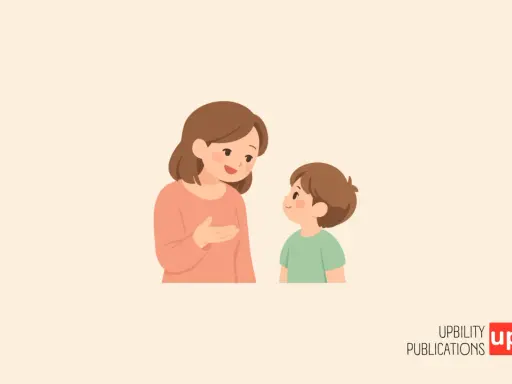 Donna parla con un bambino, spiegando il deficit cognitivo significato.