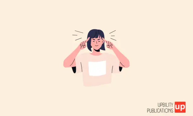 Ragazza con le dita sulle tempie, pensierosa, forse per problemi cognitivi cause.