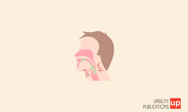 Illustrazione del tratto deglutitorio con dolore. Un malato di Alzheimer non deglutisce bene, causando difficoltà e dolore.