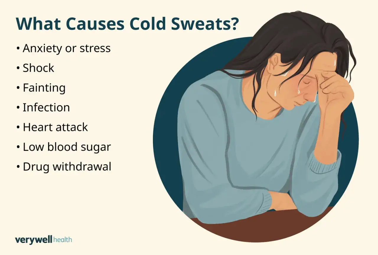 Le cause del sudare freddo includono ansia, shock, infezioni, attacco cardiaco, ipoglicemia e astinenza da droghe.